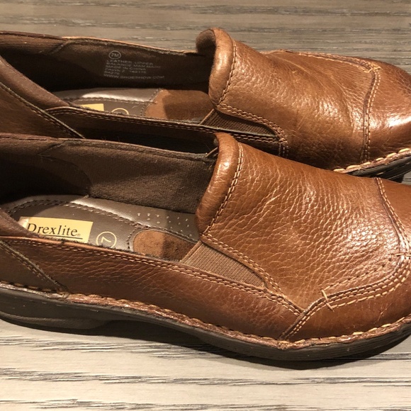 **SOLD*** Y2K Womens~Drexlite~Brown Leather Slip-On Loafers Casual Shoes w/Box~7 - Picture 4 of 7